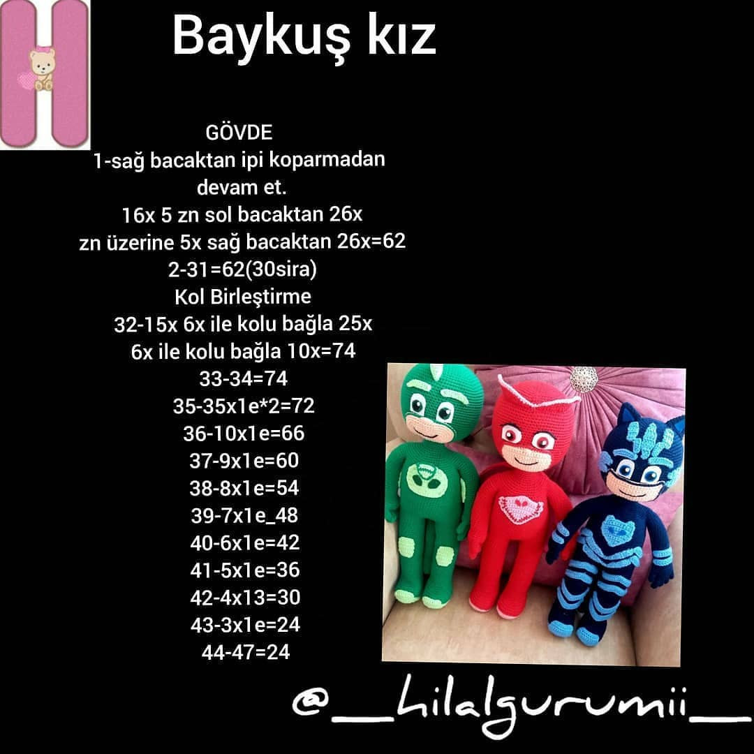 PJ Maskeleri Tığ İşi Şeması