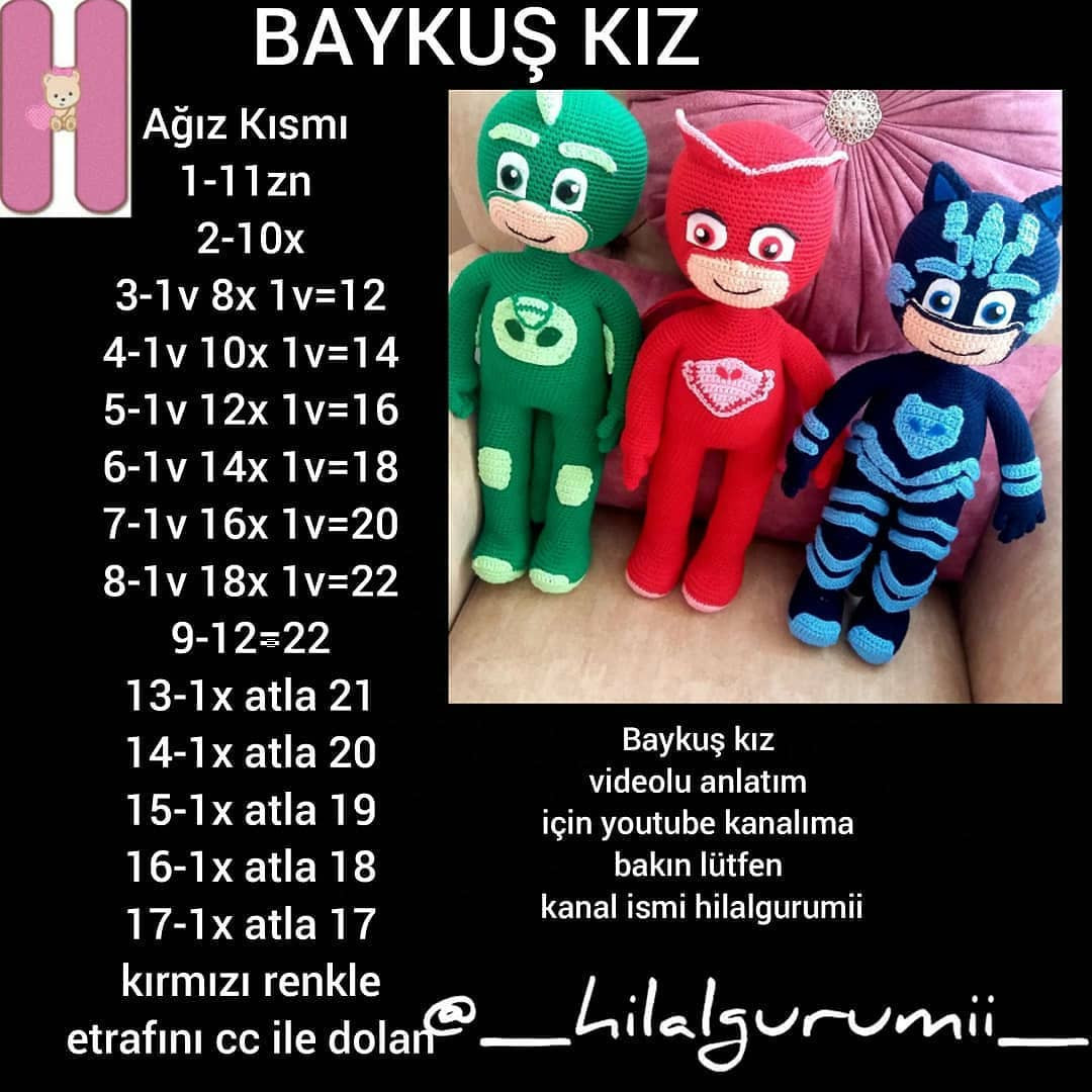 PJ Maskeleri Tığ İşi Şeması