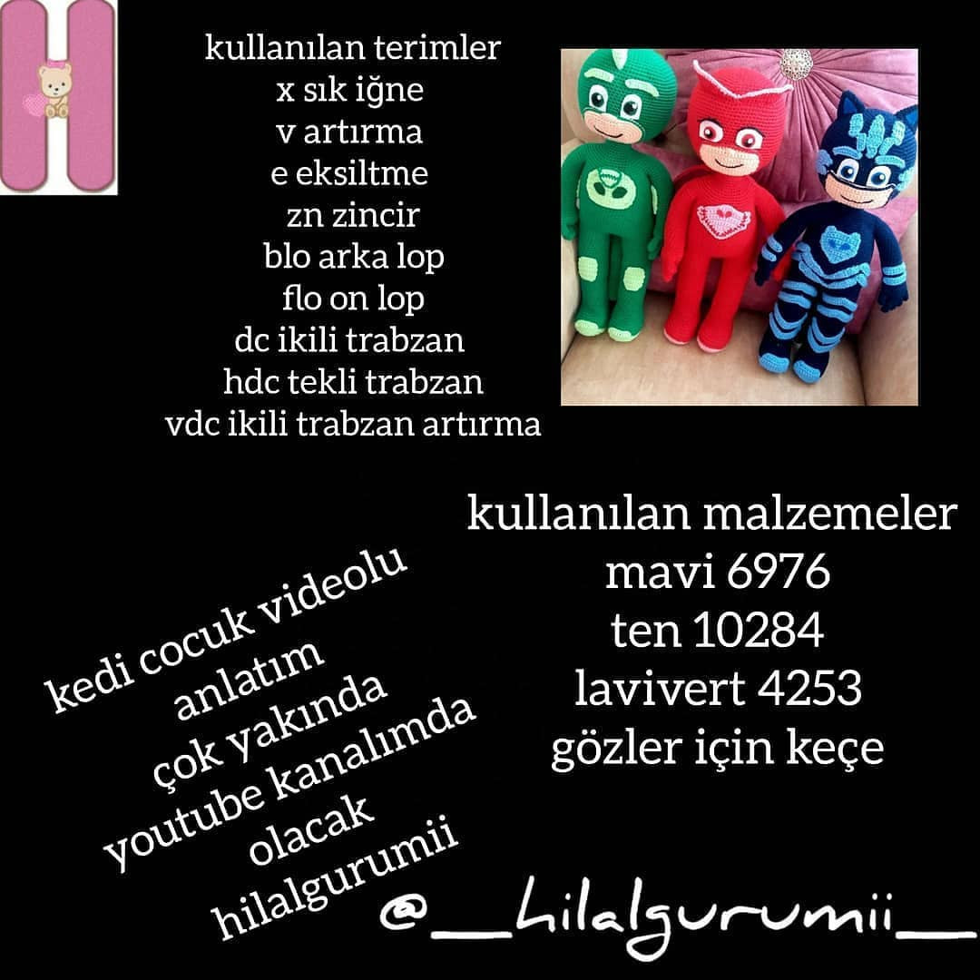 PJ Maskeleri Tığ İşi Şeması