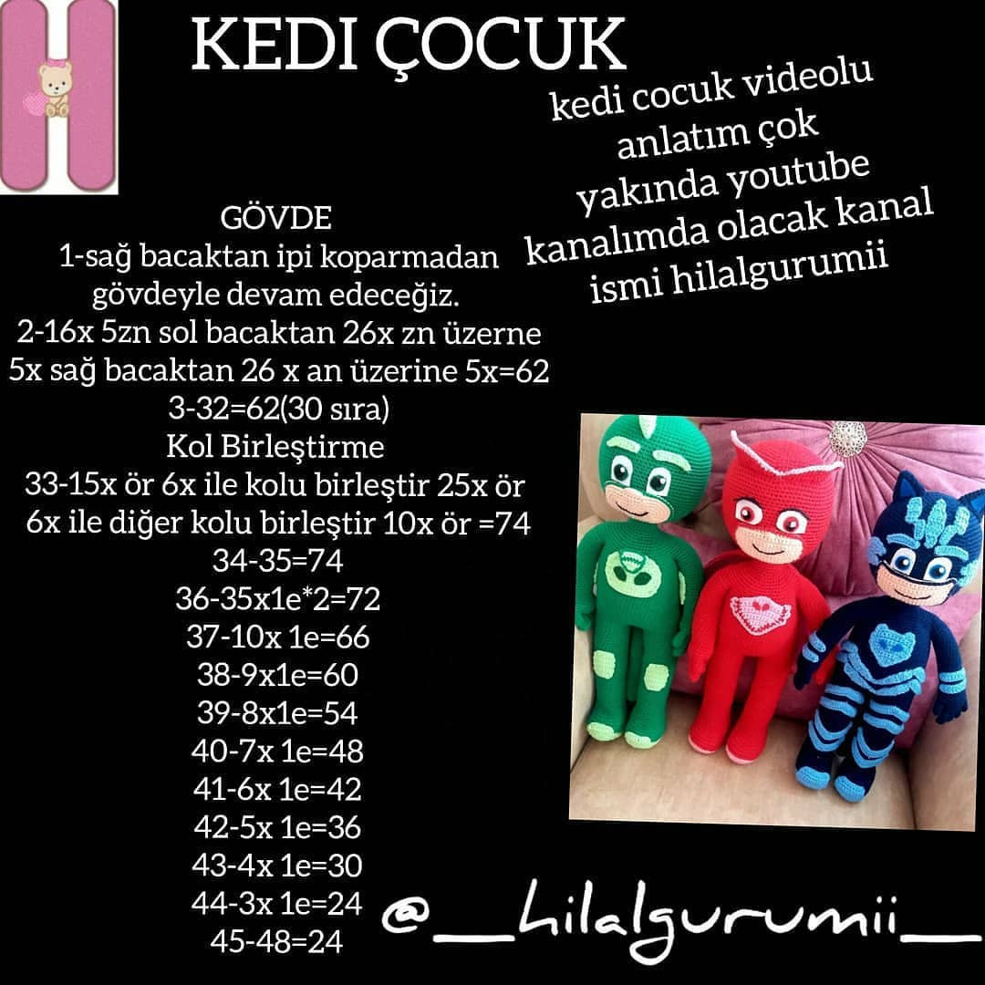 PJ Maskeleri Tığ İşi Şeması