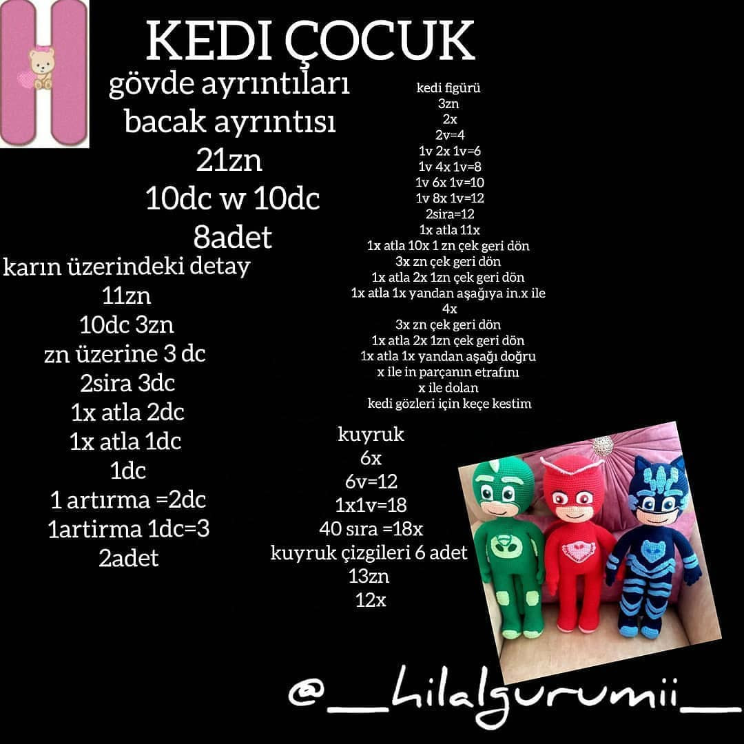 PJ Maskeleri Tığ İşi Şeması