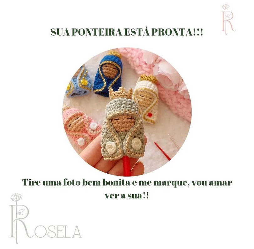 Ponteira de caneta Santinha em crochê: receita grátis!