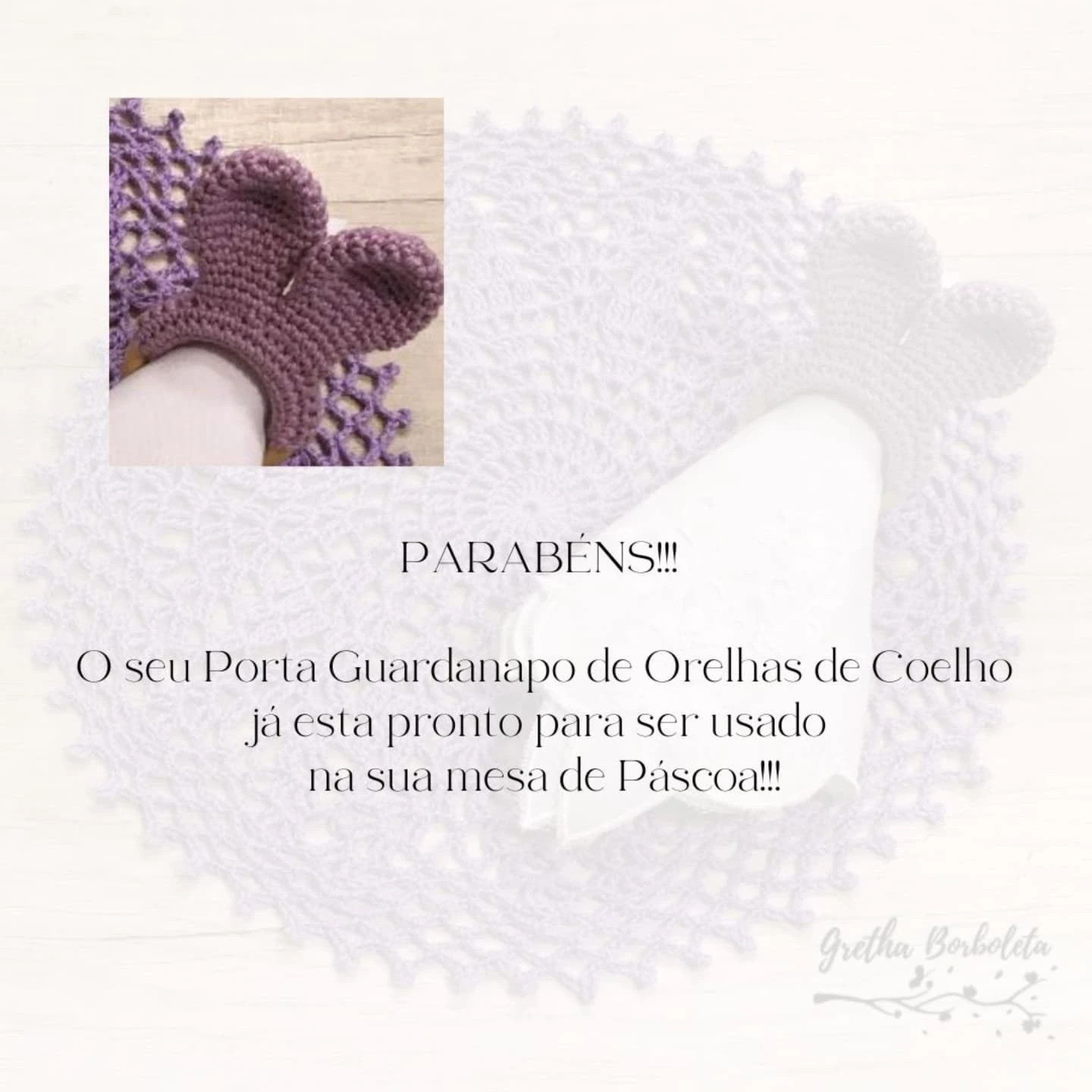 Porta Guardanapo Orelhas de Coelho: Gráfico de Crochê