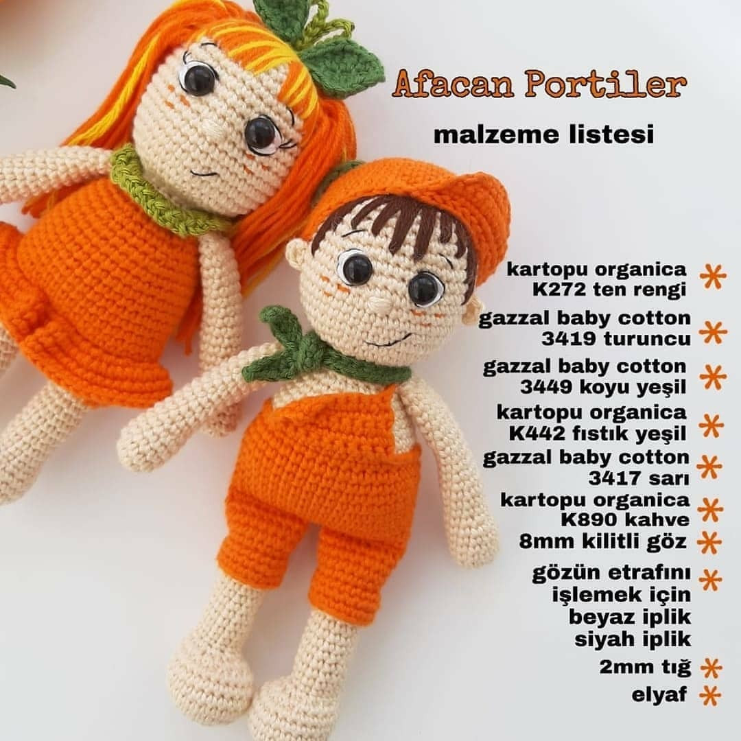 Portakallı Bebekler: Ücretsiz Amigurumi Tığ İşi Tarifi