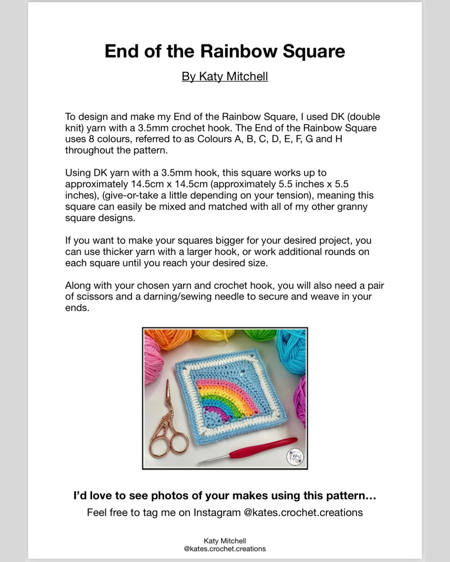 Rainbow Crochet Square: Free Pattern