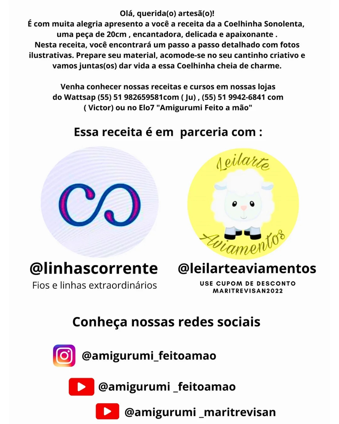 Receita de coelhinha sonolenta em crochê