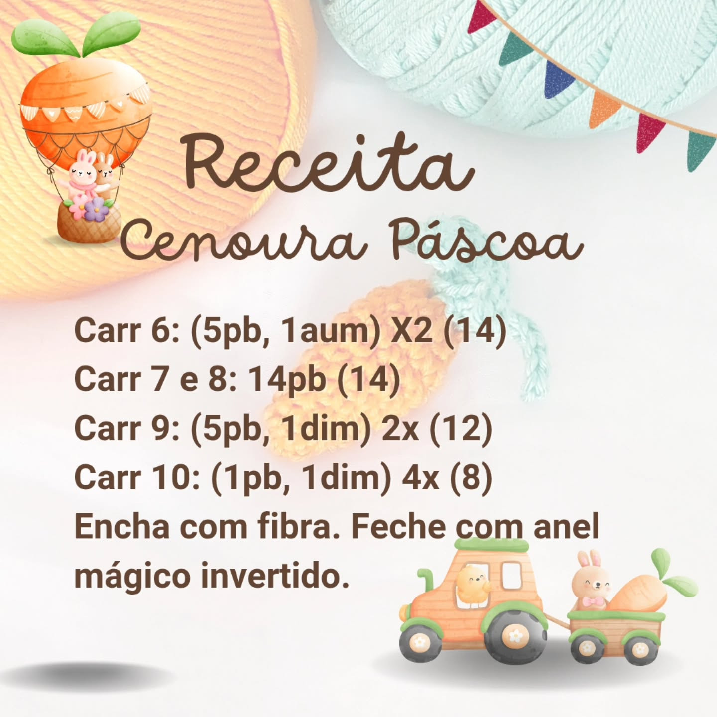 Receita de Crochê: Cenoura de Páscoa