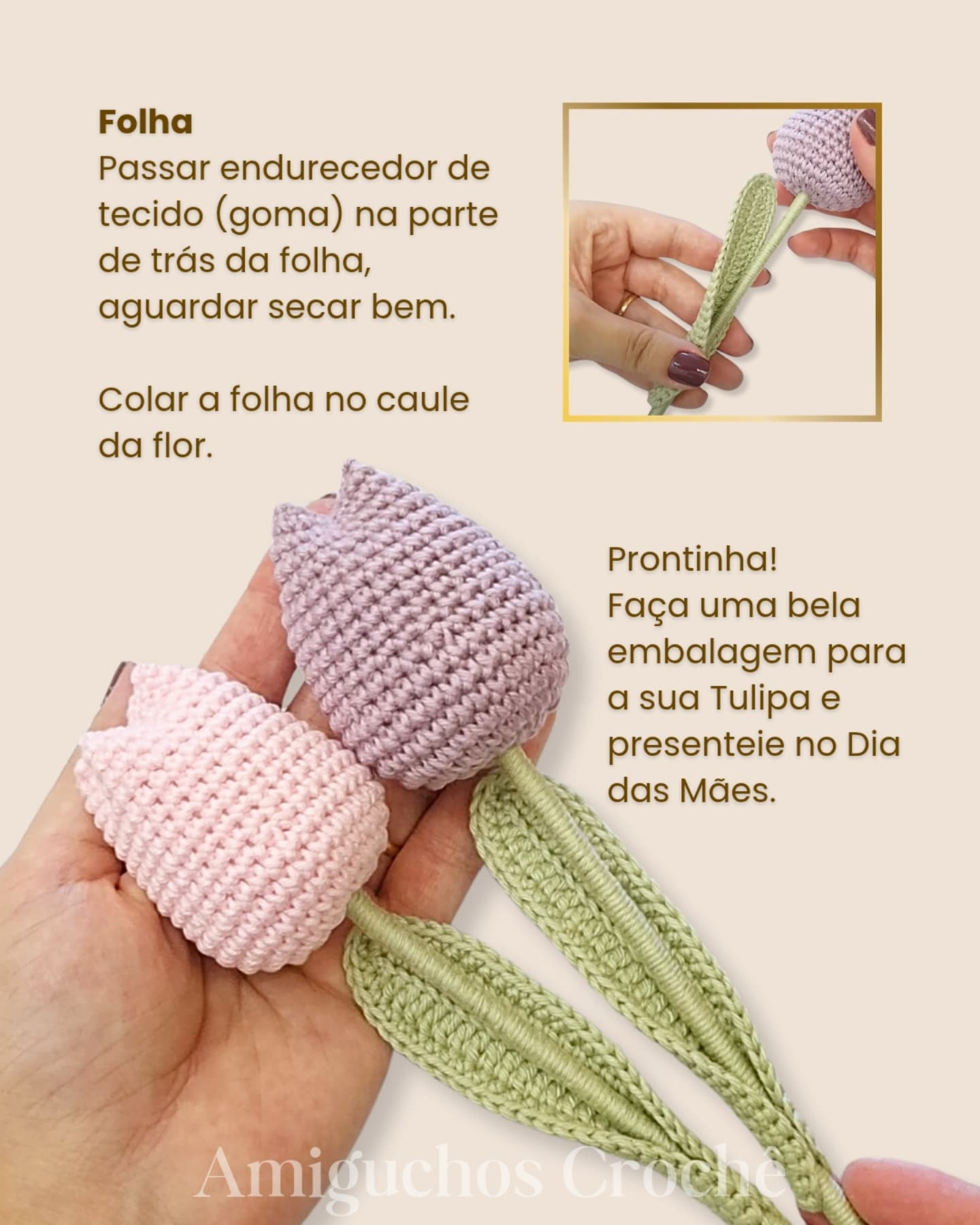 Receita de tulipas em crochê para o Dia das Mães