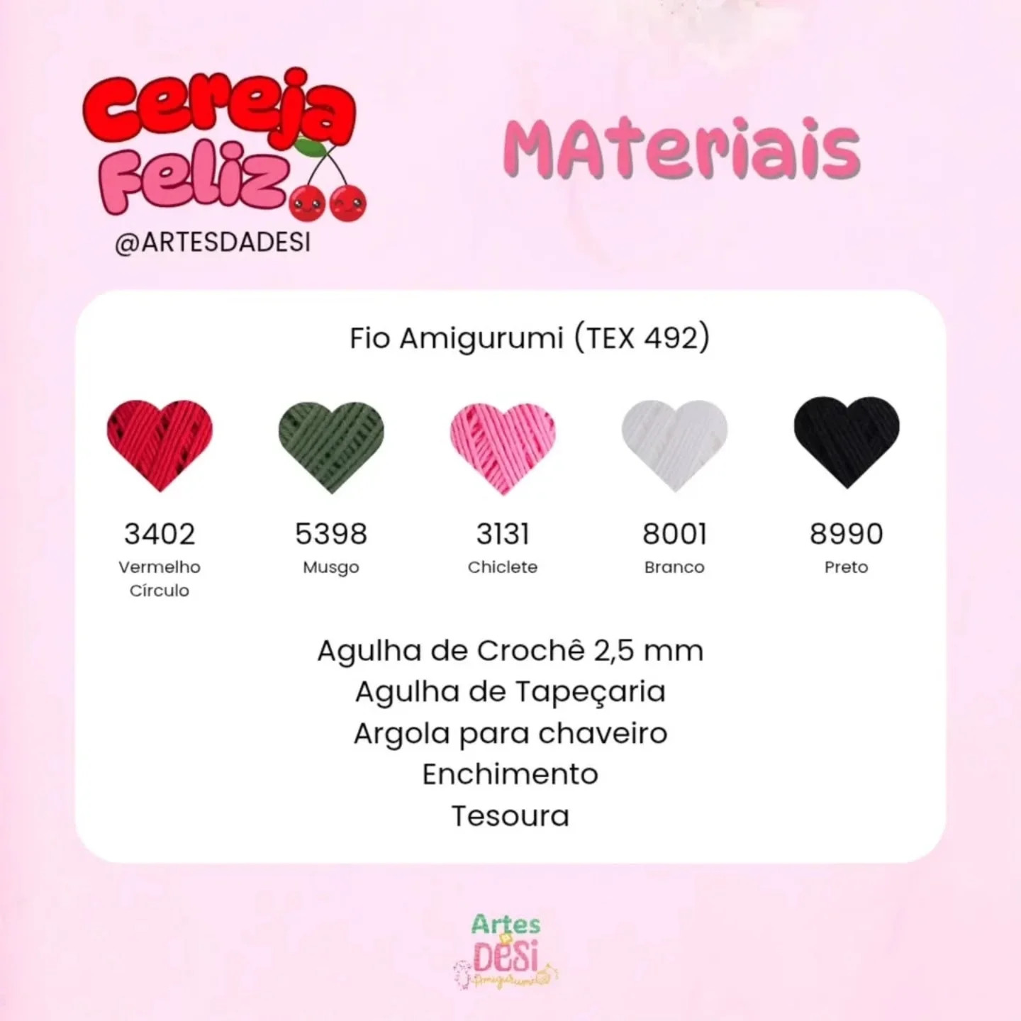 Receita Gráfico de Amigurumi: Cerejas Felizes
