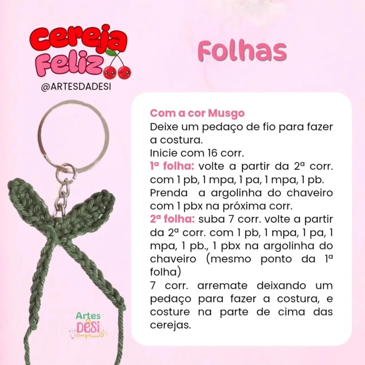 Receita Gráfico de Amigurumi: Cerejas Felizes
