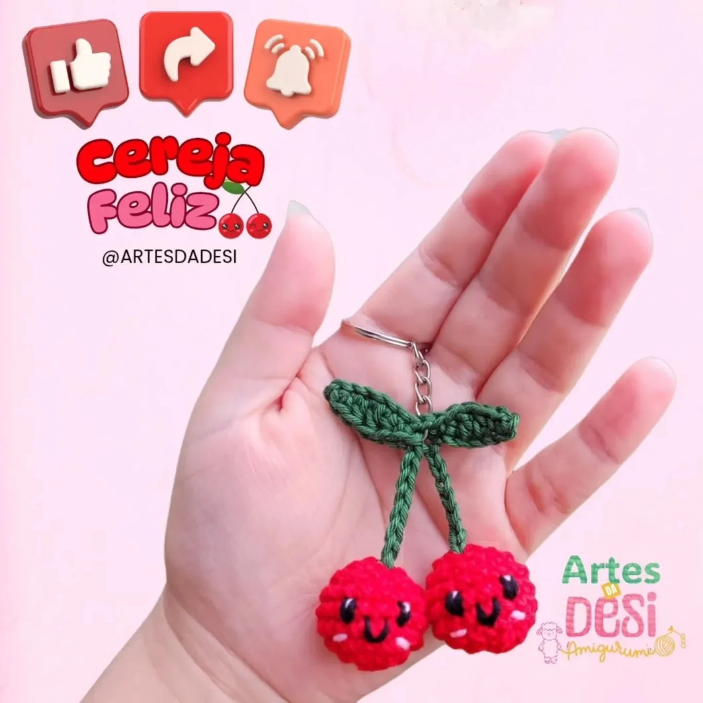 Receita Gráfico de Amigurumi: Cerejas Felizes