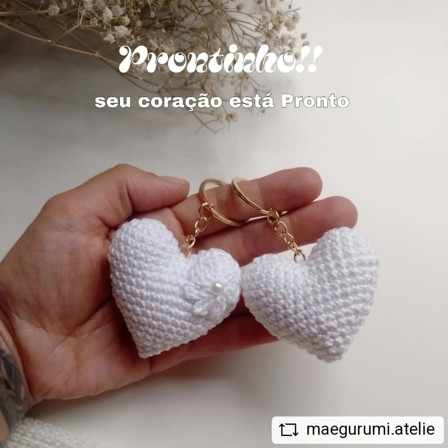 Receita Grátis: Charme em Formato de Coração de Crochê
