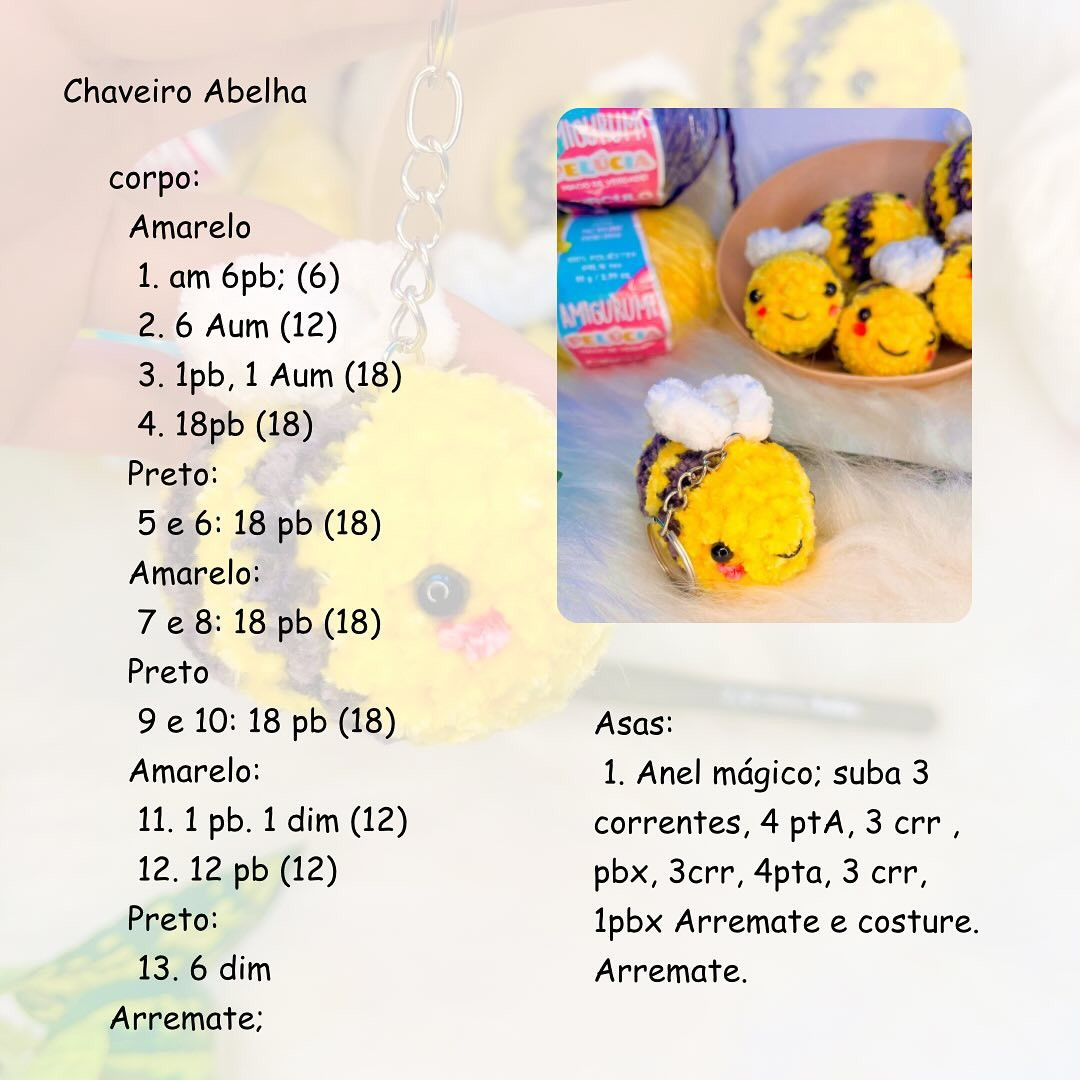 Receita Grátis: Chaveiro Abelhinha em Pompom
