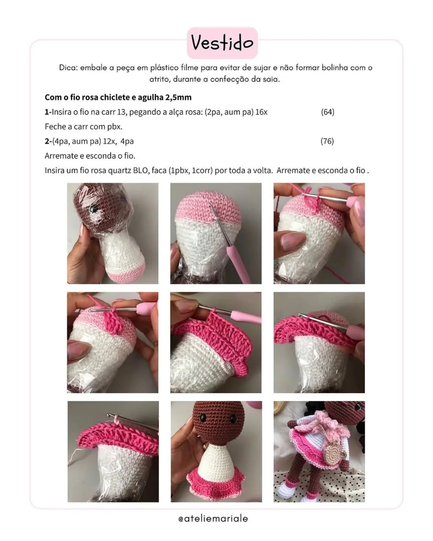 Receita Grátis de Amigurumi: Boneca Valentina