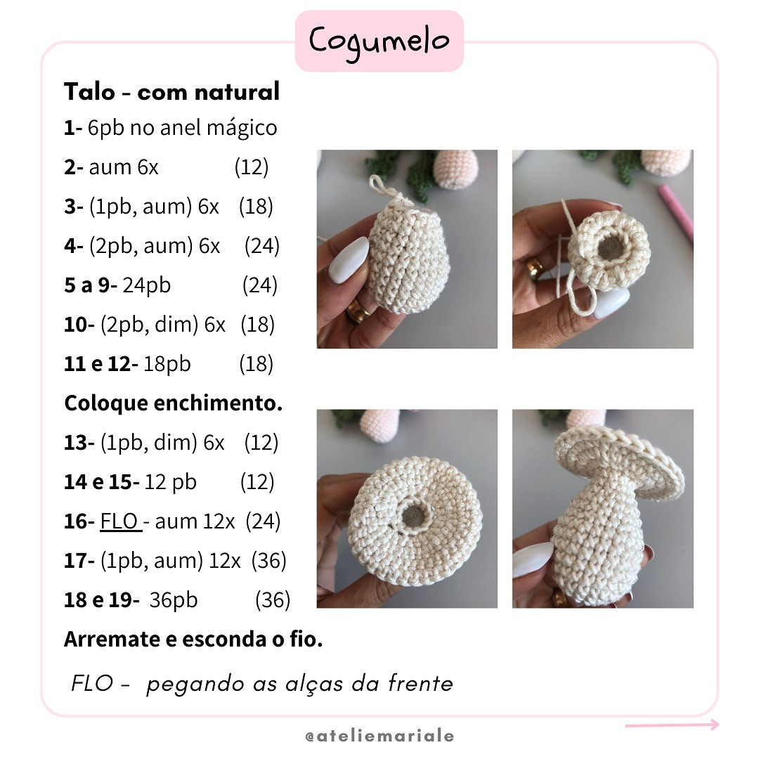 Receita Grátis de Amigurumi: Cogumelos e Bolota