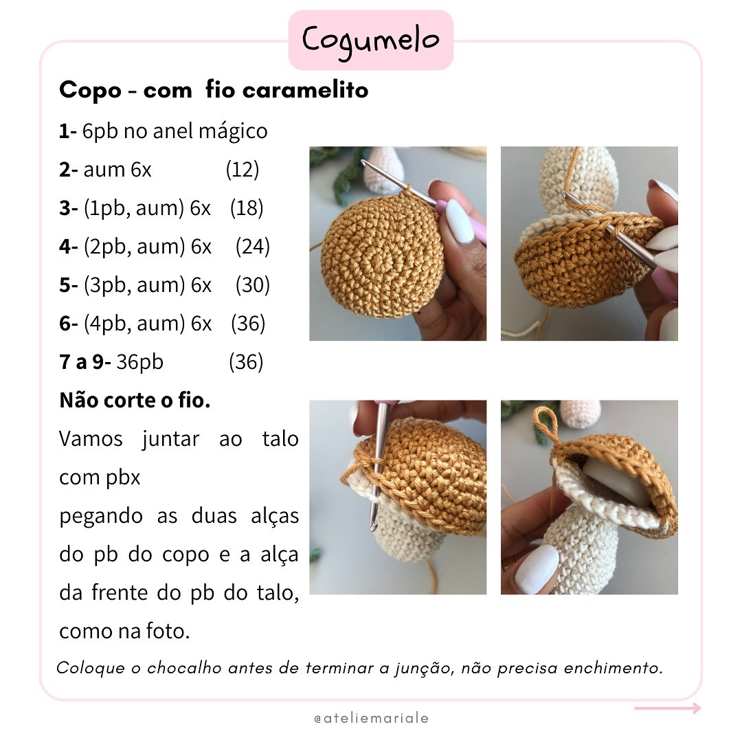 Receita Grátis de Amigurumi: Cogumelos e Bolota