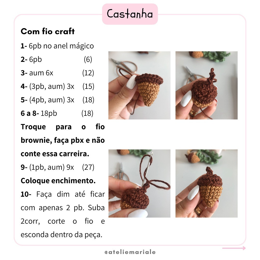 Receita Grátis de Amigurumi: Cogumelos e Bolota