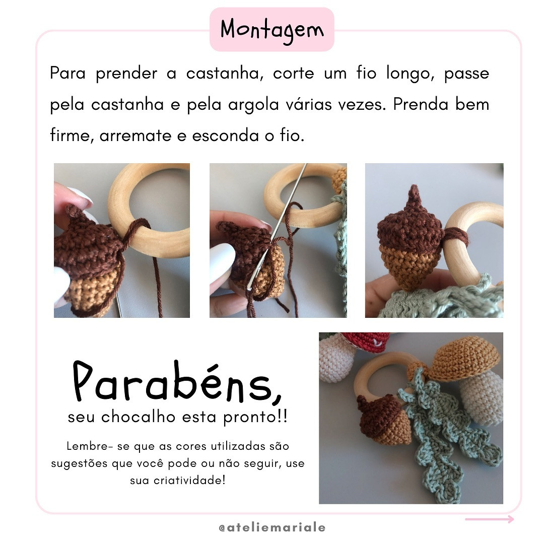 Receita Grátis de Amigurumi: Cogumelos e Bolota