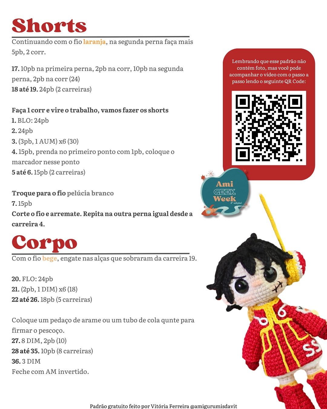 Receita Grátis de Amigurumi Luffy: Tutorial Completo!