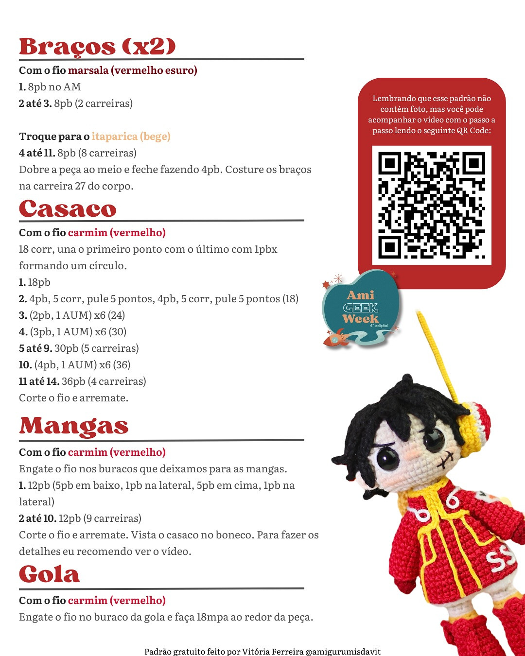 Receita Grátis de Amigurumi Luffy: Tutorial Completo!