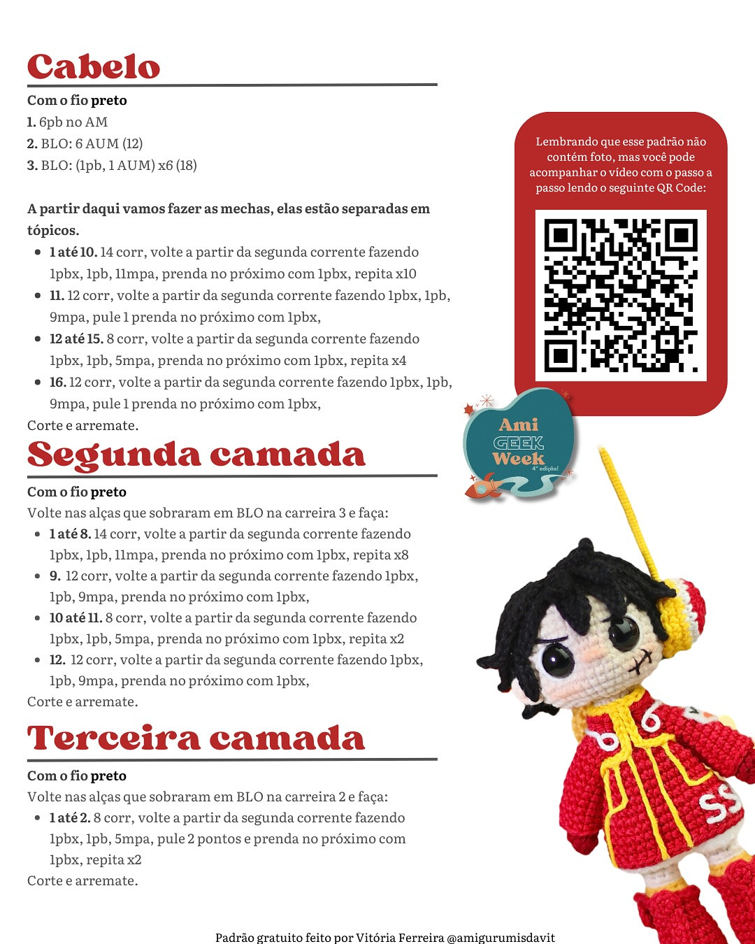 Receita Grátis de Amigurumi Luffy: Tutorial Completo!