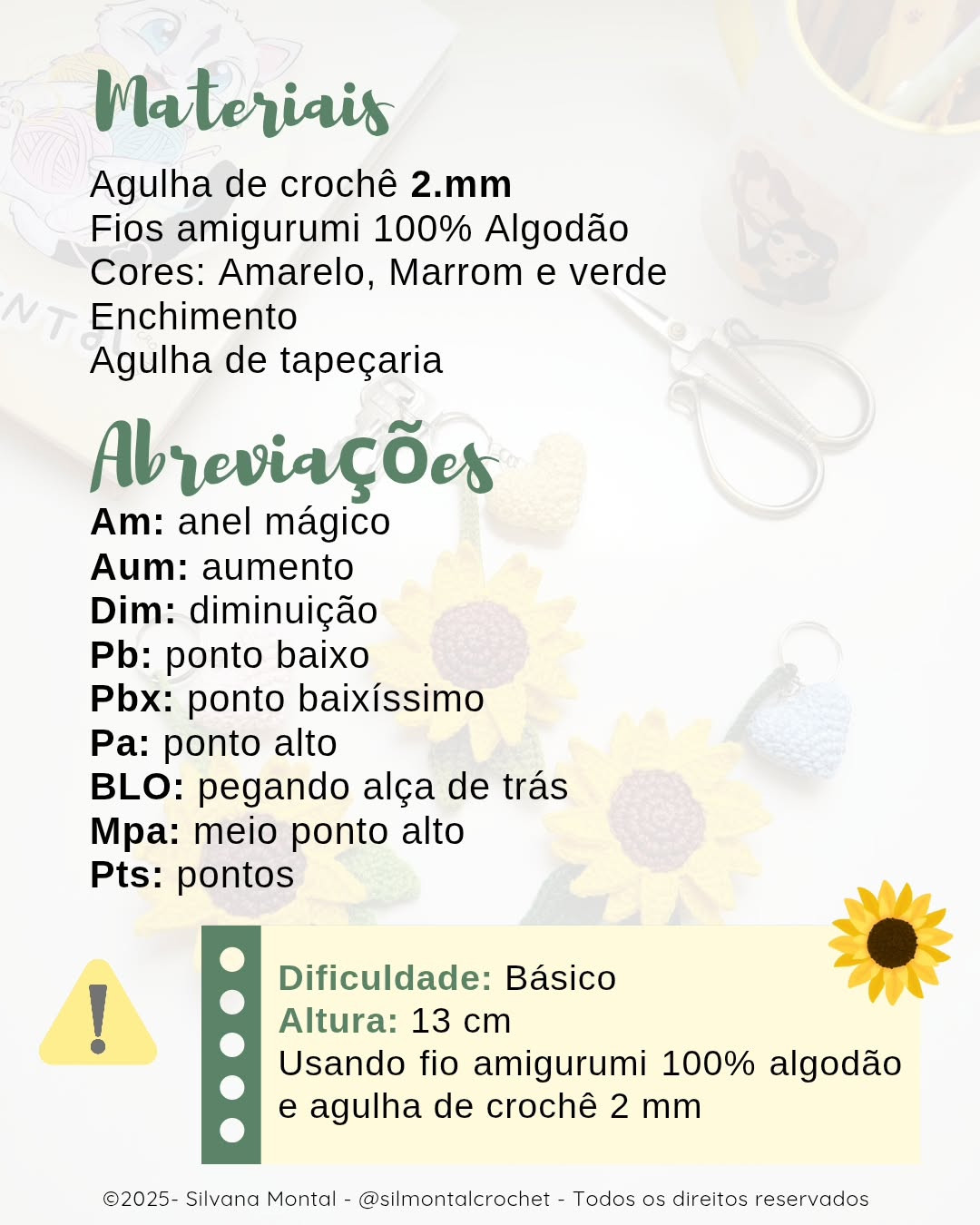 Receita Grátis de chaveiro de girassol em crochê