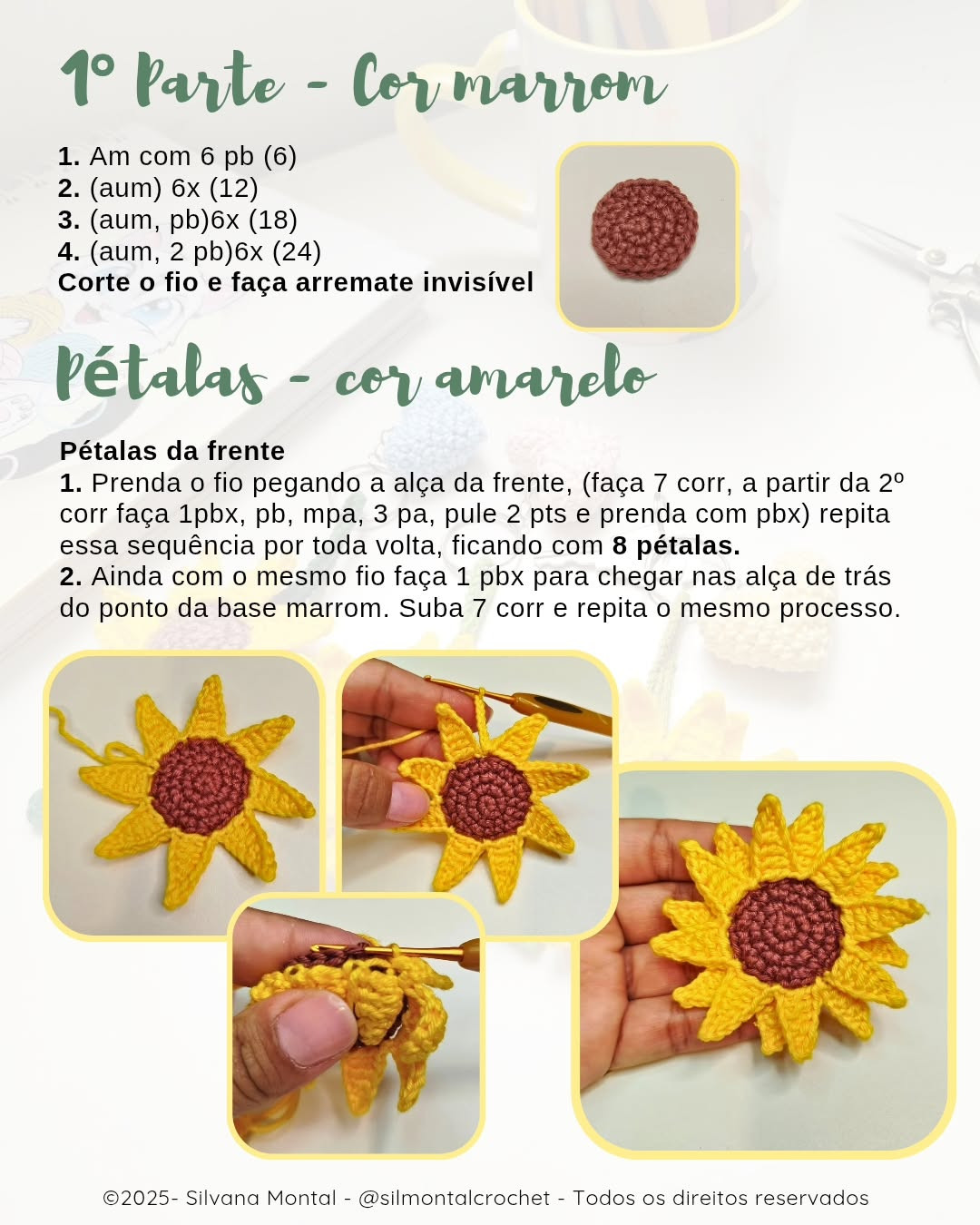 Receita Grátis de chaveiro de girassol em crochê