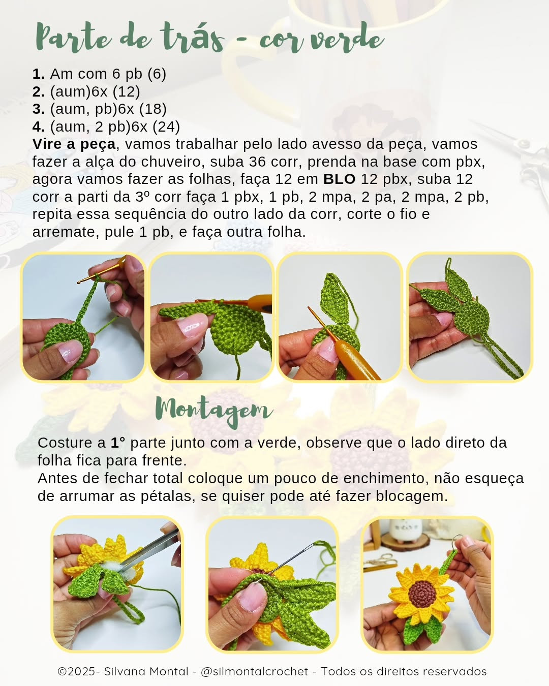 Receita Grátis de chaveiro de girassol em crochê