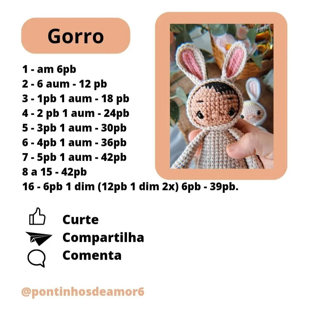 Receita gratuita: Amigurumi coelhinho bebê