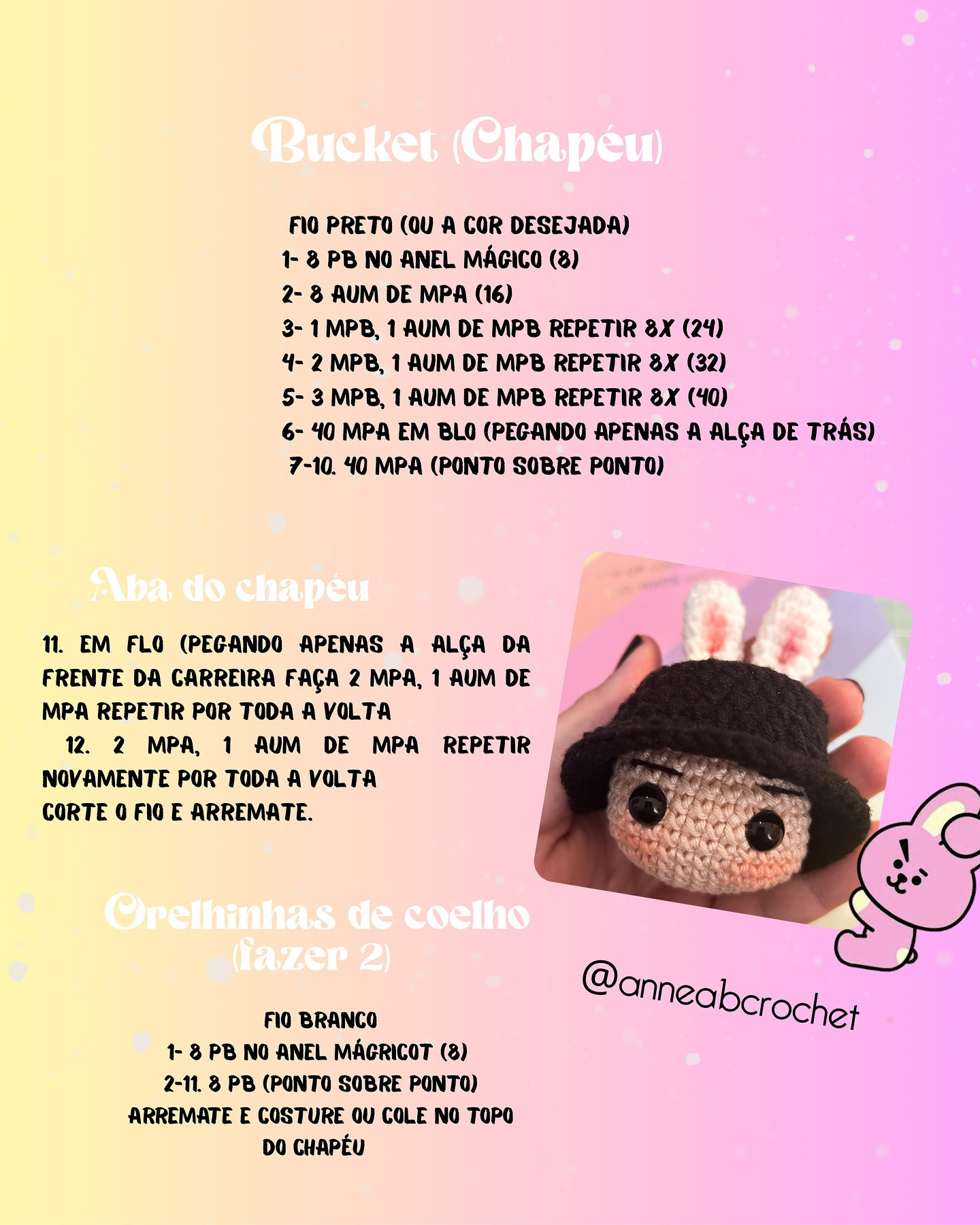 Receita gratuita: chaveiro BunnyBucket JK em amigurumi