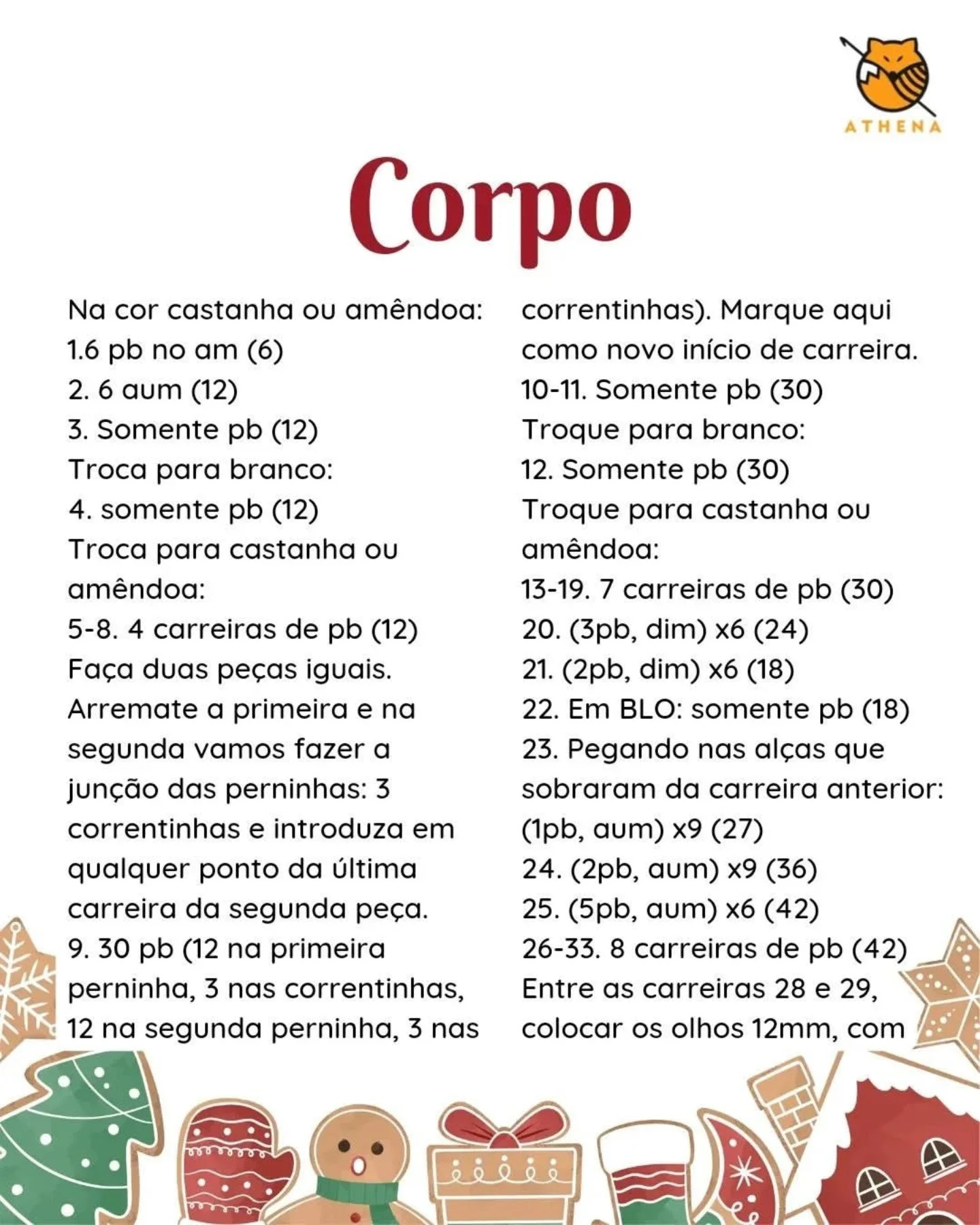 Receita gratuita de amigurumi: Boneco de gengibre para o Calendário do Advento