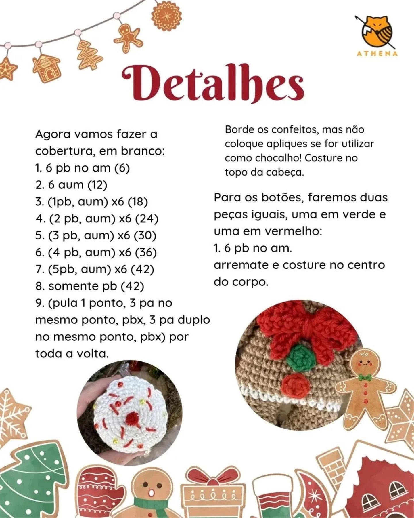 Receita gratuita de amigurumi: Boneco de gengibre para o Calendário do Advento