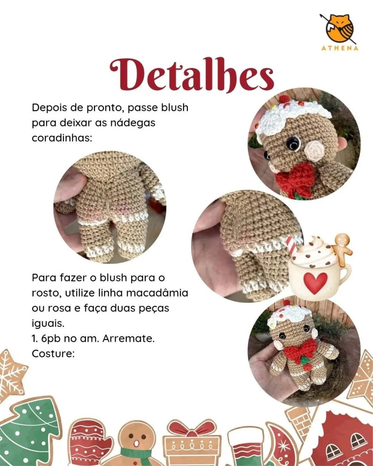 Receita gratuita de amigurumi: Boneco de gengibre para o Calendário do Advento