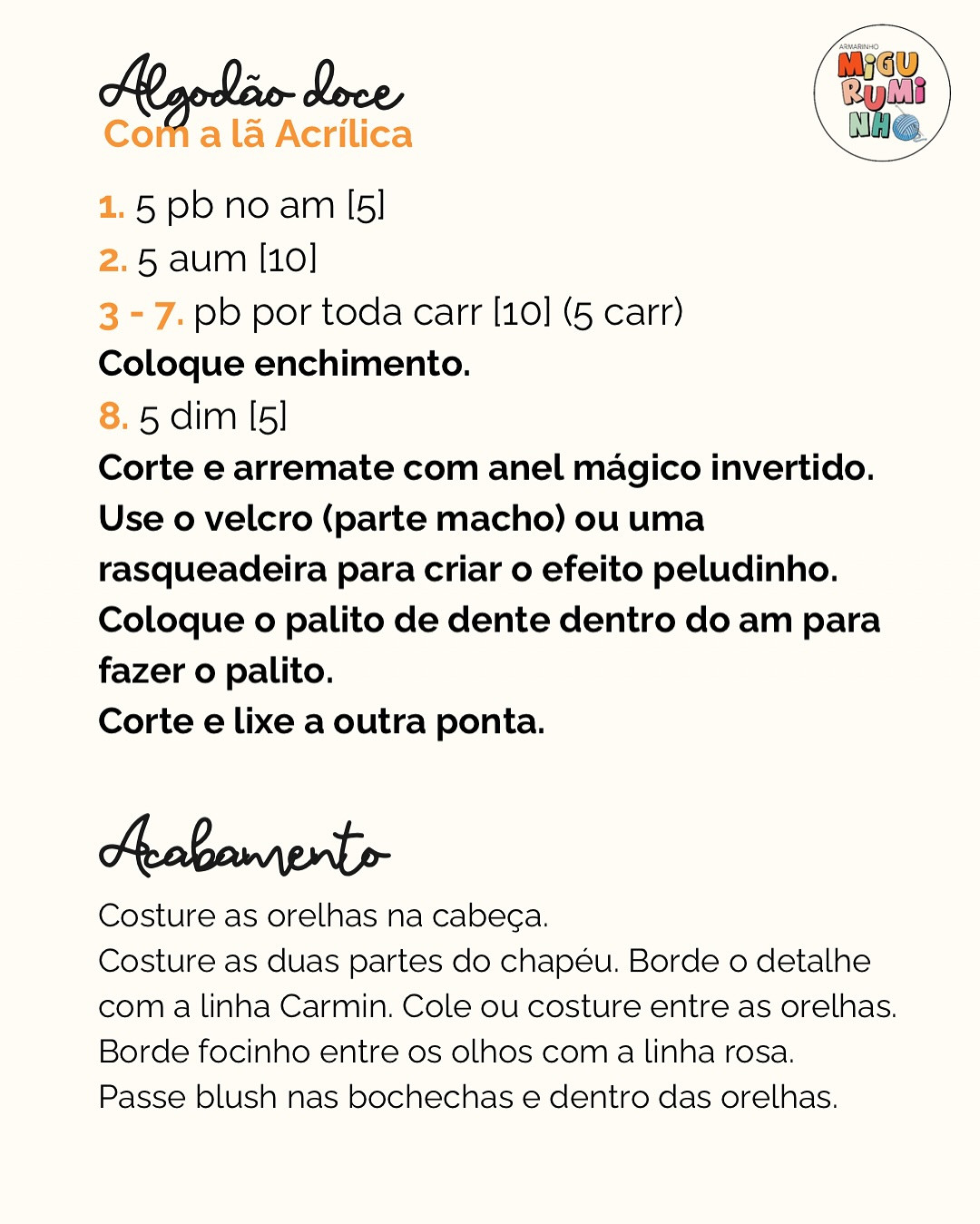 Receita gratuita de amigurumi coelhinho algodão doce