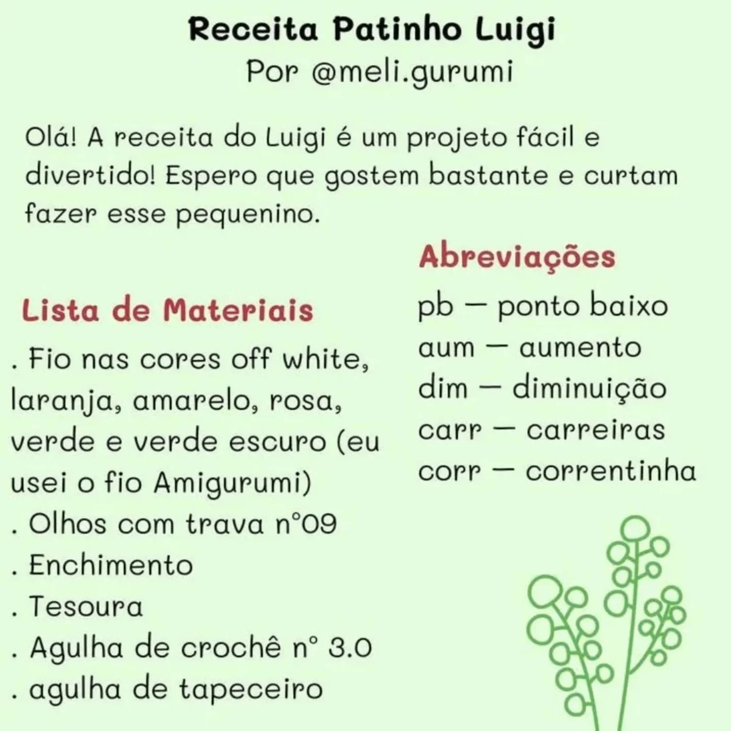 Receita gratuita de amigurumi de patinho com plantinha