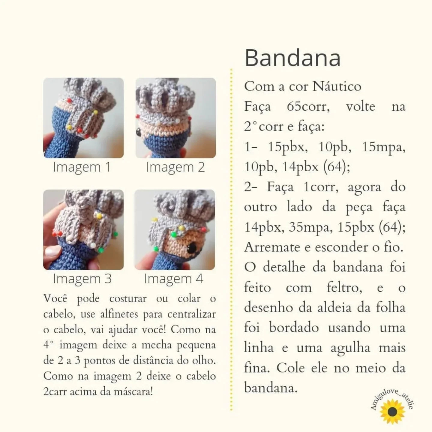Receita gratuita de amigurumi Kakashi Hatake