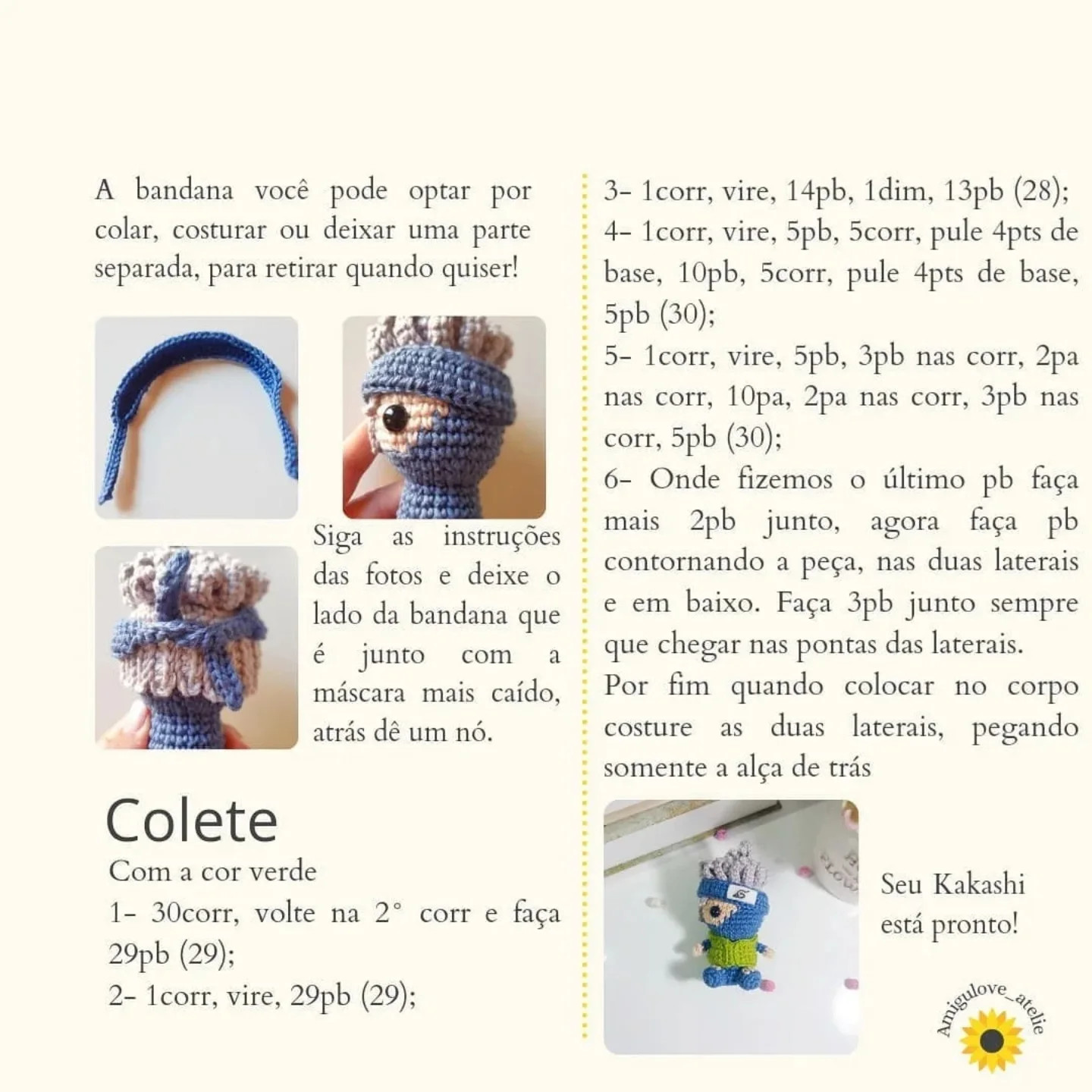 Receita gratuita de amigurumi Kakashi Hatake