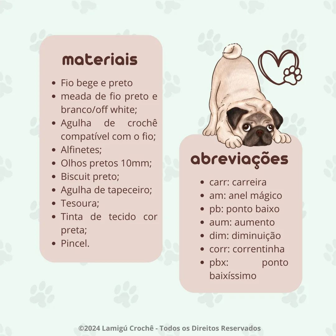 Receita gratuita de amigurumi Pug