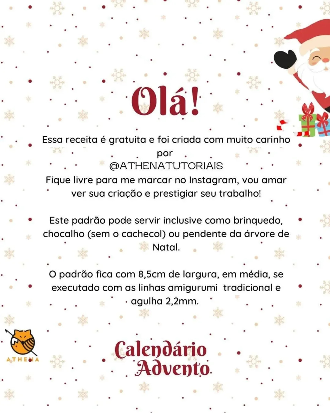 Receita gratuita de amigurumi raposa para o calendário do Advento.
