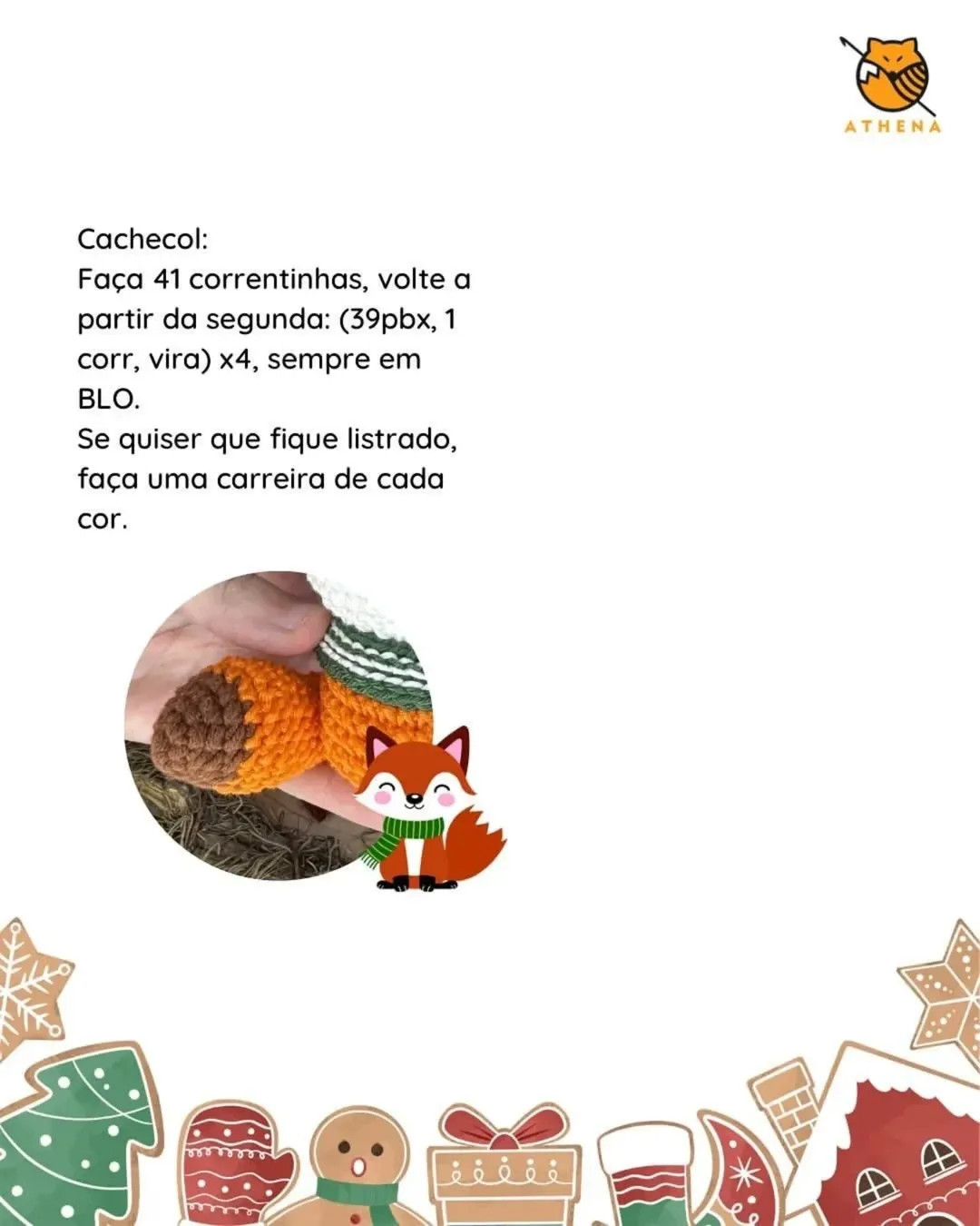 Receita gratuita de amigurumi raposa para o calendário do Advento.
