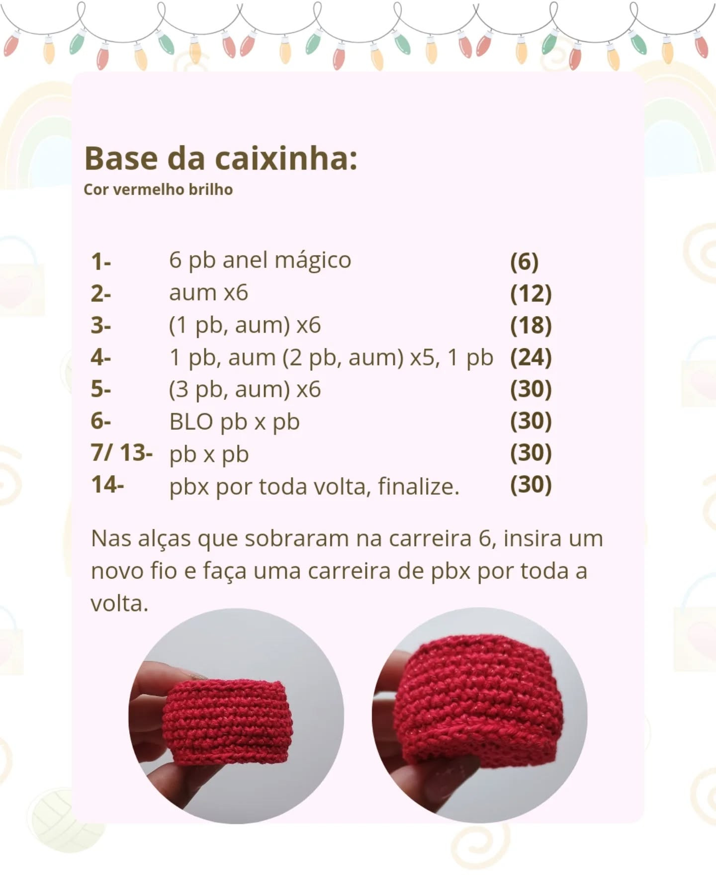 Receita gratuita de caixa de presente de crochê natalino