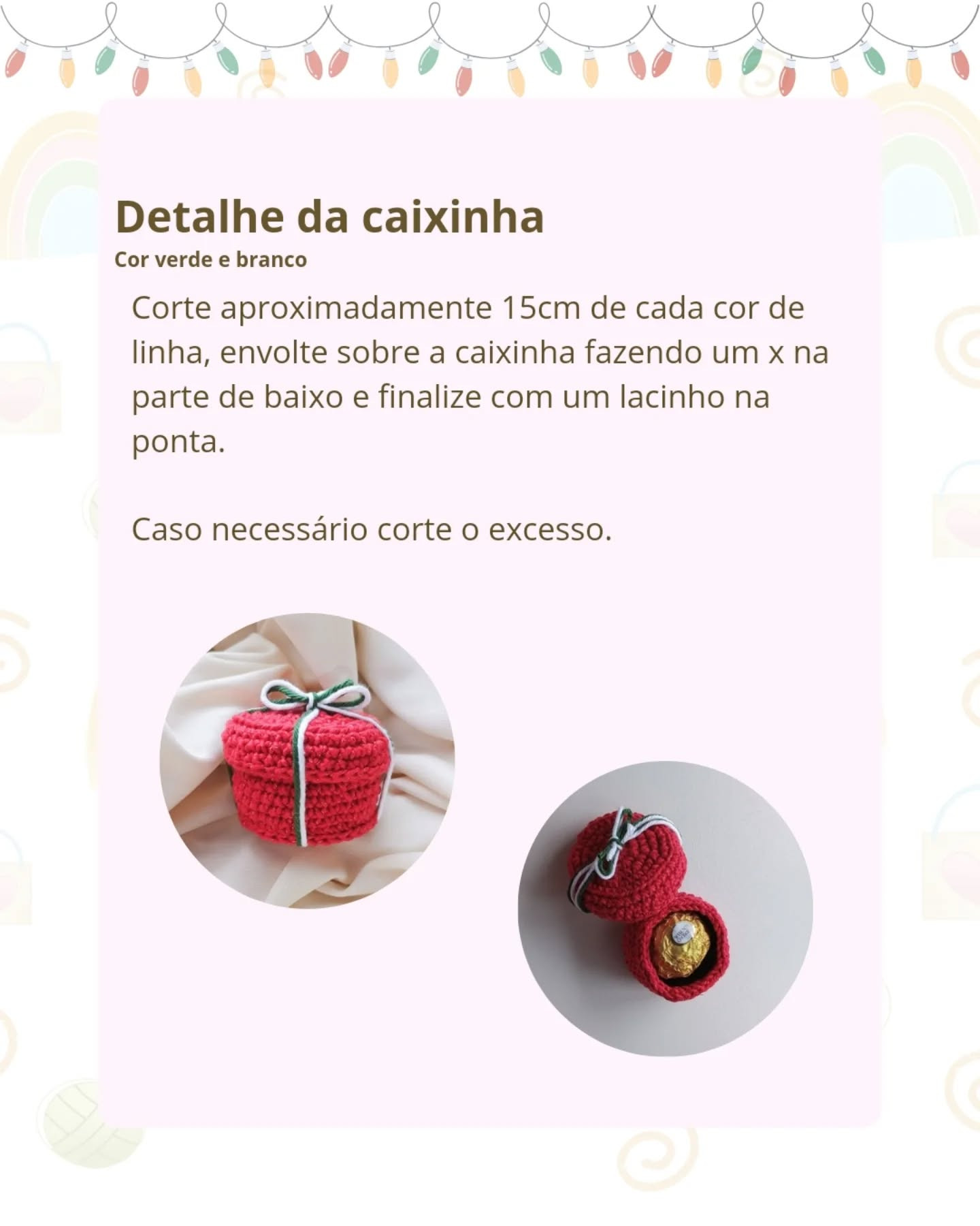 Receita gratuita de caixa de presente de crochê natalino