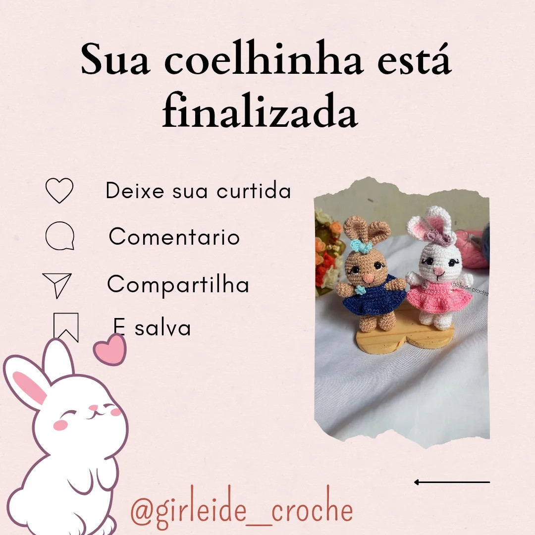 Receita gratuita de chaveiro coelhinha amigurumi