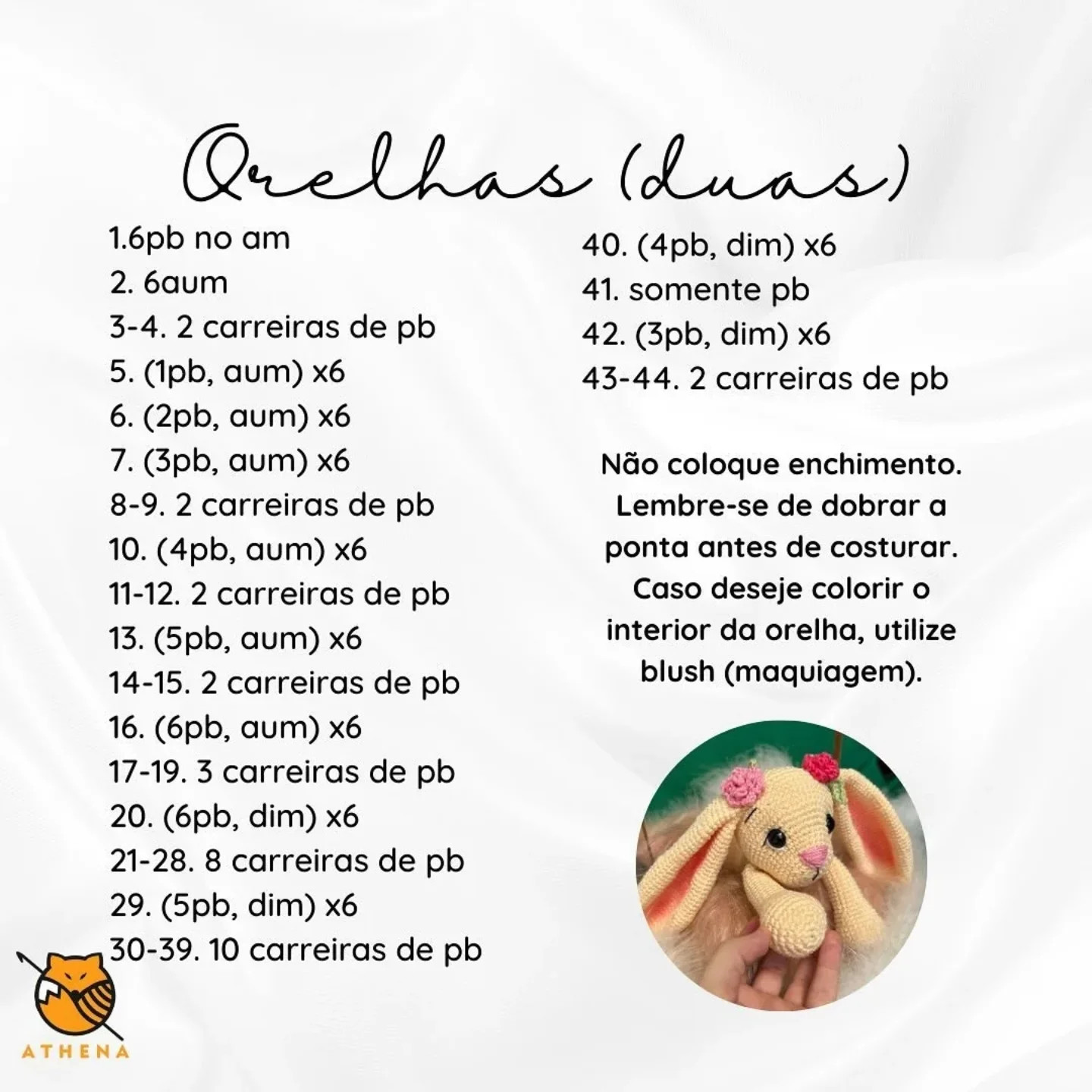 Receita gratuita de coelhinha amigurumi em crochê