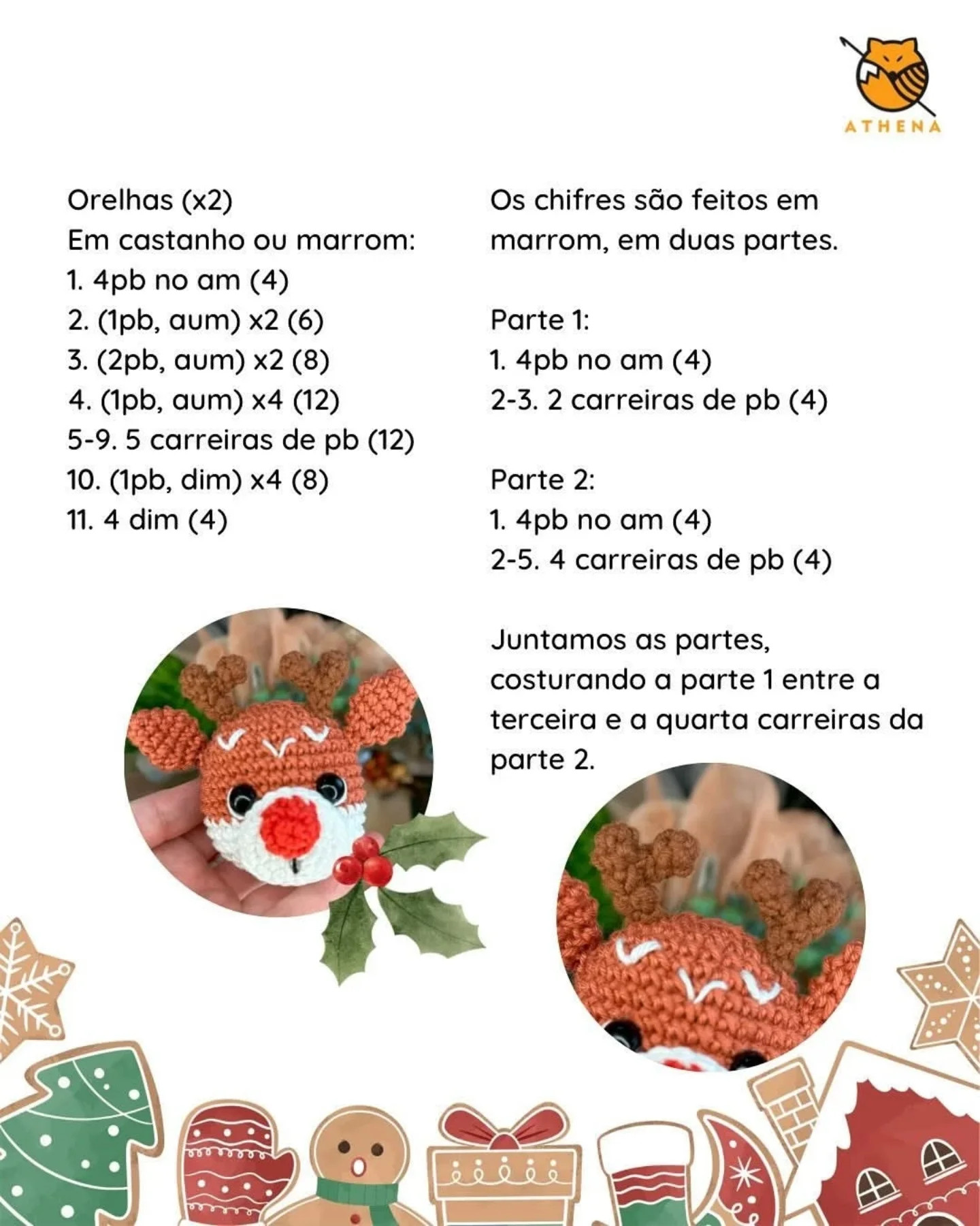 Receita gratuita de rena amigurumi para o Calendário do Advento