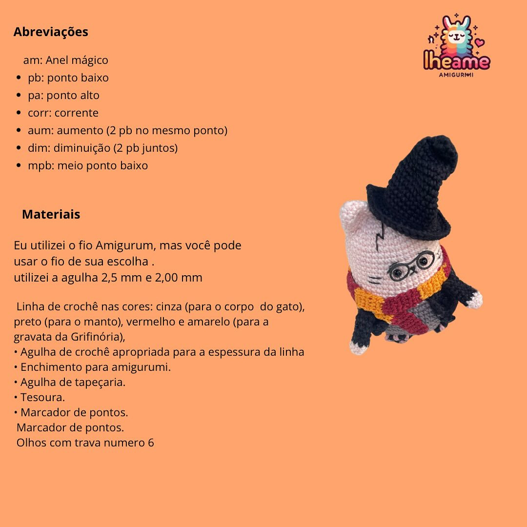 Receita gratuita do gato Croche Harry Potter