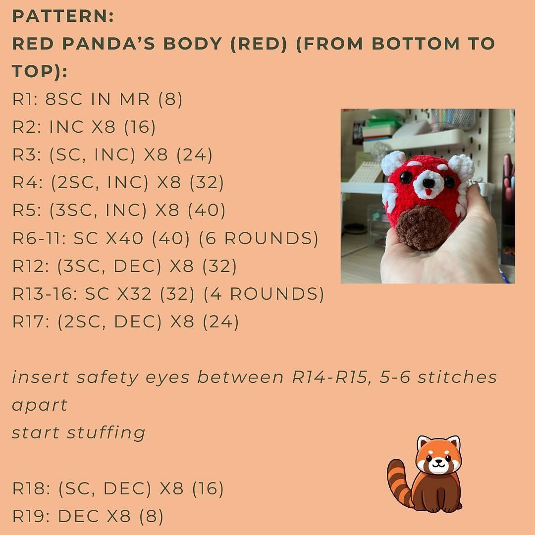 Red Panda Amigurumi: Free Crochet Pattern