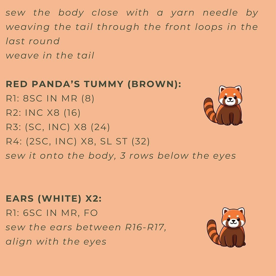 Red Panda Amigurumi: Free Crochet Pattern