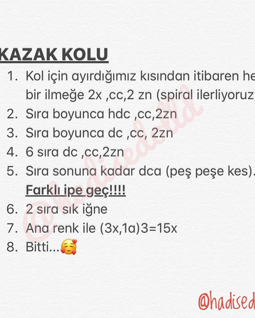 Riri Bebek Amigurumi Vücut Şeması