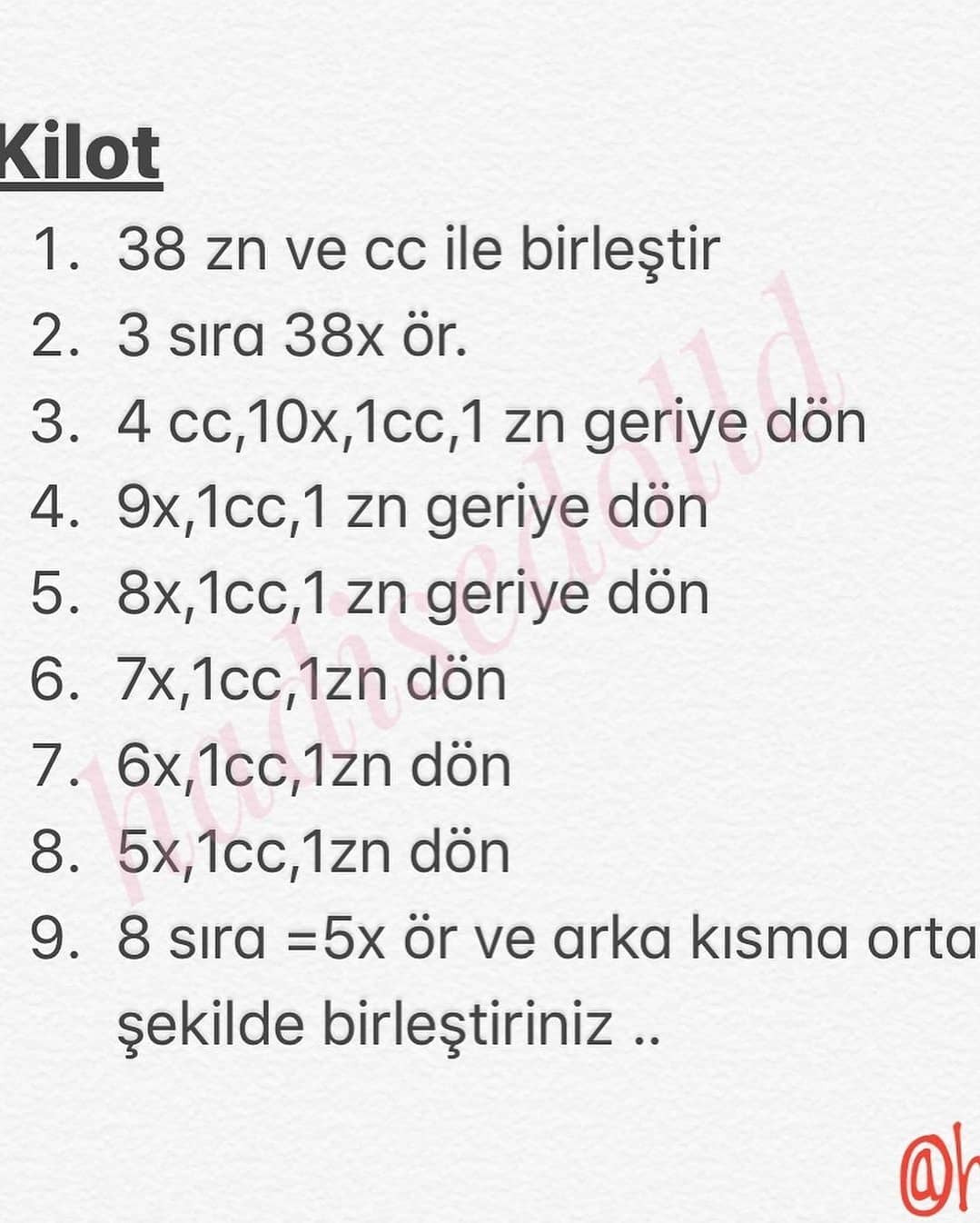 Riri Bebek Amigurumi Vücut Şeması